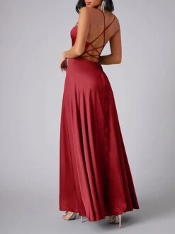 Women's Prom Dress Party Dress Satin Dress Long Dress Maxi Dress Black White Pink Sleeveless Pure Color Backless Summer Spring Fall Spaghetti Strap Fashion Evening Party Wedding Guest Vacation 2023 S -Tesla Style wdloti1690366397240