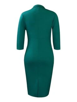 Women's Work Dress Blazer Dress Sheath Dress Fashion Winter Dress Office Daily Midi Dress Ruched Button Shirt Collar Long Sleeve Plain Regular Fit Black Red Green Fall Winter S M L XL XXL -Tesla Style wfdikr1695267072790