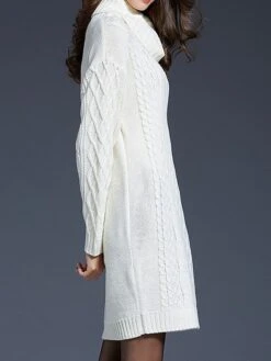 Women's Sweater Dress Jumper Dress Winter Dress Mini Dress Warm Plain Outdoor Daily Holiday Vacation Turtleneck Long Sleeve 2023 Loose Fit White Wine Blue M L XL XXL 3XL -Tesla Style wfpihi1697711245480