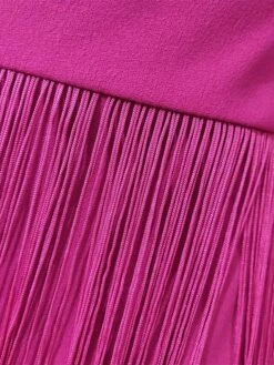 Women's Semi Formal Party Dress Fringe Dress Midi Dress Pink Long Sleeve Pure Color Tassel Fringe Winter Fall Autumn V Neck Stylish Winter Dress Fall Dress 2023 S M L XL XXL -Tesla Style wgalcc1635414929955