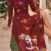Women's Work Dress Casual Dress Swing Dress Fashion Winter Dress Christmas Daily Midi Dress Print Crew Neck Long Sleeve Santa Claus Snowman Regular Fit Wine Navy Blue Blue Fall Winter S M L XL XXL -Tesla Style wgfpev1695350905759