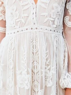 Women's Party Dress Lace Dress White Dress Long Dress Maxi Dress Black Red Wine White Long Sleeve Pure Color Mesh Winter Fall Spring V Neck Romantic Wedding Party Winter Dress 2023 S M L XL XXL -Tesla Style whaqcm1633675345488