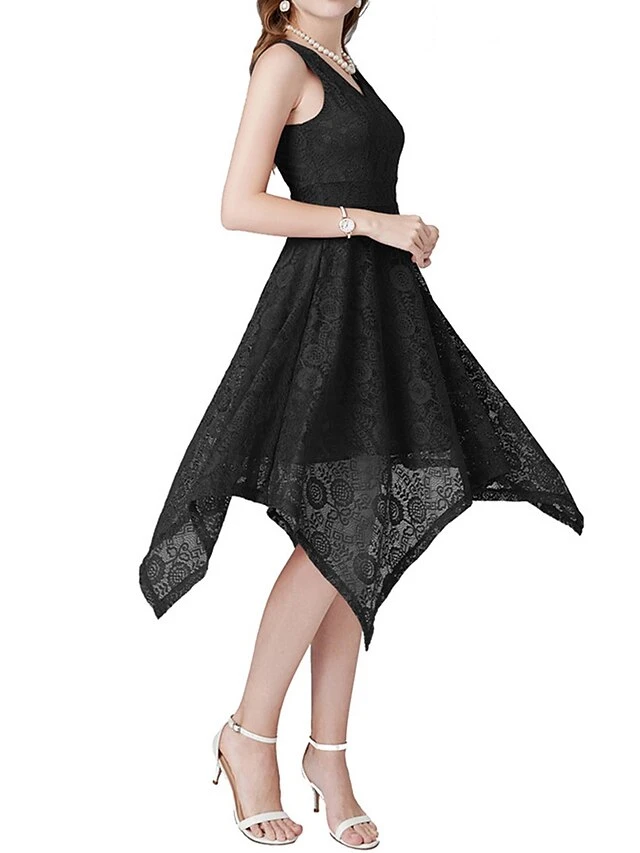 Women's Party Dress Lace Dress Cocktail Dress Midi Dress Black Pink Wine Sleeveless Pure Color Lace Spring Fall Winter V Neck Fashion Winter Dress Wedding Guest Vacation 2023 S M L XL XXL 8 Women's Party Dress Lace Dress Cocktail Dress Midi Dress Black Pink Wine Sleeveless Pure Color Lace Spring Fall Winter V Neck Fashion Winter Dress Wedding Guest Vacation 2023 S M L XL XXL - Image 6