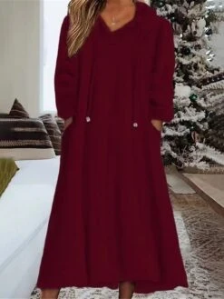 Women's Casual Dress Hoodie Dress Midi Dress Daily Basic Outdoor Vacation Going Out V Neck Pocket Solid Color Loose Fit Black White Green S M L XL XXL 13 Women's Casual Dress Hoodie Dress Midi Dress Daily Basic Outdoor Vacation Going Out V Neck Pocket Solid Color Loose Fit Black White Green S M L XL XXL -Tesla Style wjjput1690436193871