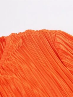 Women's Work Dress Sheath Dress Semi Formal Dress Fashion Daily Workfashion Long Dress Maxi Dress Ruched Pleated Crew Neck Long Sleeve Plain Slim Black Orange Fall Winter S M L -Tesla Style wkuhlp1695645287168