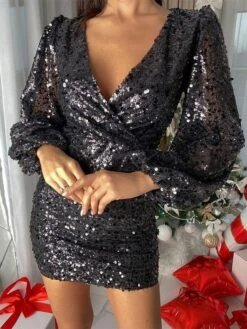 Women's Party Dress Sequin Dress Homecoming Dress Mini Dress Black White Champagne Long Sleeve Pure Color Sparkly Glitter Sequins Spring 12 Women's Party Dress Sequin Dress Homecoming Dress Mini Dress Black White Champagne Long Sleeve Pure Color Sparkly Glitter Sequins Spring -Tesla Style wlcdfh1693897490661