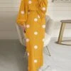 Women's Work Dress Sheath Dress Semi Formal Dress Fashion Long Dress Maxi Dress Lace Up Print Crew Neck Long Sleeve Polka Dot Loose Fit Black Yellow Red Fall Winter S M L XL XXL -Tesla Style wlchkt1693533750102
