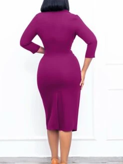 Women's Work Dress Blazer Dress Black Dress Fashion Midi Dress Ruched Button Lapel 3/4 Length Sleeve Plain Regular Fit Black Red Blue Fall Winter S M L XL XXL -Tesla Style wmvnej1692089884888