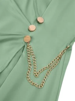 Women's Party Dress Cocktail Dress Satin Dress Midi Dress Champagne Brown Green Long Sleeve Pure Color Ruched Fall Winter Autumn Shirt Collar Fashion Wedding Guest Birthday Vacation 2023 S M L XL -Tesla Style wngwtk1693558734995