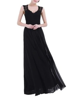 Women's Party Dress Lace Dress Emerald Green Dress Maxi Long Dress Green Sleeveless Solid Color Lace Summer Spring V Neck Elegant Party 2022 S M L XL XXL -Tesla Style wpilst1636619757391