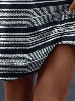 Women's Casual Dress Sweatshirt Dress Mini Dress Warm Fashion Outdoor Vacation Going Out Crew Neck Print Striped Regular Fit Black S M L XL XXL -Tesla Style wqwxfb1697023837552