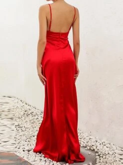 Women's Party Dress Satin Dress Emerald Green Dress Long Dress Maxi Dress White Pink Wine Sleeveless Pure Color Split Summer Spring Spaghetti Strap Elegant Party Vacation Spring Dress 2023 S M L XL -Tesla Style wrvkak1644836944912