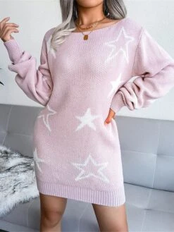 Women's Casual Dress Sweatshirt Dress Winter Dress Mini Dress Ribbed Daily Date Going Out Fashion Modern Boat Neck Long Sleeve 2023 Regular Fit Pink Sky Blue Khaki Color S M L Size -Tesla Style wterns1694591406131