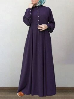 Women's Work Dress Swing Dress Semi Formal Dress Fashion Long Dress Maxi Dress Ruched Button Crew Neck Long Sleeve Plain Loose Fit Wine Blue Green Fall Winter S M L XL XXL 15 Women's Work Dress Swing Dress Semi Formal Dress Fashion Long Dress Maxi Dress Ruched Button Crew Neck Long Sleeve Plain Loose Fit Wine Blue Green Fall Winter S M L XL XXL -Tesla Style wurscc1693300594648