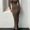 Women's Sweater Dress Winter Dress Jumper Dress Long Dress Maxi Dress Button Street Daily Holiday Fashion Streetwear Shirt Collar Long Sleeve 2023 Regular Fit Black Red Blue Color S M L Size -Tesla Style wvhogf1692938953267