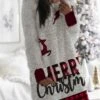 Women's Christmas Hoodie Dress Winter Dress Mini Dress Green Light Red Fuchsia Red Gray White Long Sleeve Plaid Elk Snowflake Pocket Print Winter Fall Hooded Casual Loose Fit 2022 S M L XL XXL 3XL