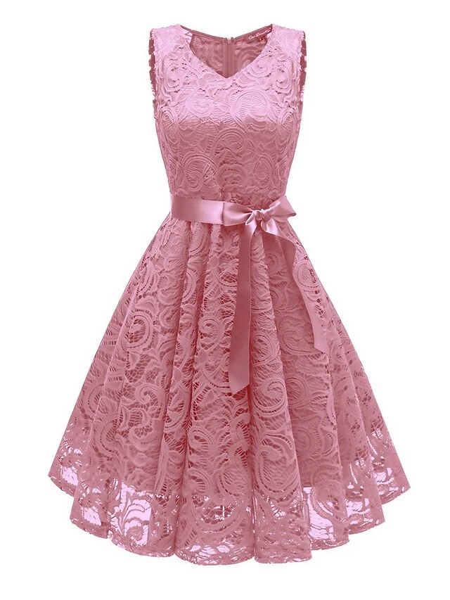 Women's Party Dress Vintage Tea Dresses Lace Dress Homecoming Dress Knee Length Dress Pink Wine Navy Blue Sleeveless Pure Color Lace Summer Spring Fall V Neck Vintage Party Wedding Guest Dress 3 Women's Party Dress Vintage Tea Dresses Lace Dress Homecoming Dress Knee Length Dress Pink Wine Navy Blue Sleeveless Pure Color Lace Summer Spring Fall V Neck Vintage Party Wedding Guest Dress