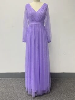 Women‘s Prom Dress Party Dress Sequin Dress Long Dress Maxi Dress Purple Long Sleeve Pure Color Sparkly Glitter Sequins Fall Winter Autumn V Neck Fashion Wedding Guest Birthday Evening Party -Tesla Style wyqmvy1693535477070