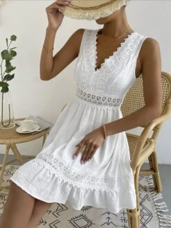 Women's Party Dress Lace Dress Cocktail Dress Midi Dress Black White Sleeveless Pure Color Lace Summer Spring V Neck Fashion Wedding Guest Vacation Summer Dress 2023 S M L XL 2XL 16 Women's Party Dress Lace Dress Cocktail Dress Midi Dress Black White Sleeveless Pure Color Lace Summer Spring V Neck Fashion Wedding Guest Vacation Summer Dress 2023 S M L XL 2XL -Tesla Style wzgzux1685068137896