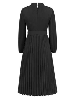 Women's Work Dress Swing Dress Black Dress Fashion Midi Dress Lace Up Ruched Crew Neck Long Sleeve Plain Loose Fit Black Blue Green Fall Winter S M L XL XXL -Tesla Style xaglko1693300620612