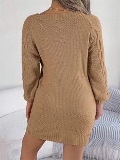 Women's Sweater Dress Winter Dress Jumper Dress Mini Dress Active Pure Color Outdoor Casual Holiday Vacation Crew Neck Long Sleeve 2023 Loose Fit Green Khaki Gray S M L -Tesla Style xawmge1696991836270 1