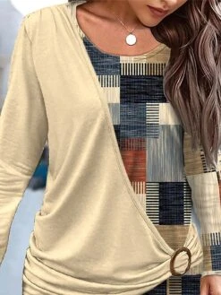 Women's Casual Dress Plaid Dress Sweatshirt Dress Plaid Patchwork Print Crew Neck Mini Dress Fashion Streetwear Outdoor Daily Long Sleeve Loose Fit Yellow Fall Winter S M L XL XXL -Tesla Style xciead1695379058695