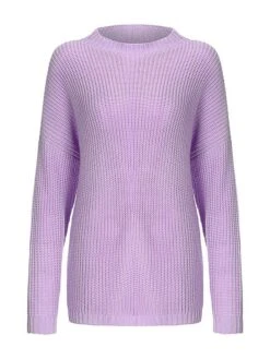 Women's Sweater Dress Jumper Dress Knit Dress Mini Dress Warm Pure Color Outdoor Casual Going Out Crew Neck Long Sleeve 2023 Loose Fit Black Pink Red S M L XL -Tesla Style xclkgk1694166176063