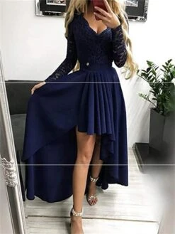 Women‘s Party Dress Wedding Guest Dress Emerald Green Dress Long Dress Maxi Dress Green Black Blue Long Sleeve Pure Color Lace Winter Fall Autumn V Neck Party Winter Dress 2023 S M L XL -Tesla Style xeipsp1663926723289