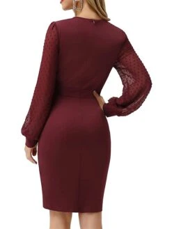 Women's Work Dress Sheath Dress Black Dress Fashion Winter Dress Office Daily Midi Dress Ruched V Neck Long Sleeve Plain Regular Fit Black Wine Dark Blue Fall Winter S M L XL 16 Women's Work Dress Sheath Dress Black Dress Fashion Winter Dress Office Daily Midi Dress Ruched V Neck Long Sleeve Plain Regular Fit Black Wine Dark Blue Fall Winter S M L XL -Tesla Style xeswhe1695030994151