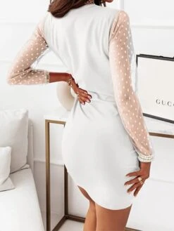 Women‘s Sheath Dress Wrap Dress Black Red White Long Sleeve Pure Color Ruched Fall Spring V Neck Modern Party Winter Dress Weekend 2023 S M L XL XXL -Tesla Style xhhmsa1662706852714