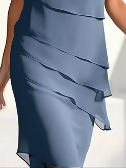 Women's Work Dress Sheath Dress Chiffon Dress Fashion Midi Dress Layered Crew Neck Short Sleeve Plain Loose Fit Wine Blue Green Summer Spring S M L XL XXL -Tesla Style xhtggz1685357627103