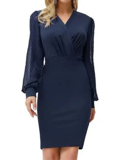 Women's Work Dress Sheath Dress Black Dress Fashion Winter Dress Office Daily Midi Dress Ruched V Neck Long Sleeve Plain Regular Fit Black Wine Dark Blue Fall Winter S M L XL 18 Women's Work Dress Sheath Dress Black Dress Fashion Winter Dress Office Daily Midi Dress Ruched V Neck Long Sleeve Plain Regular Fit Black Wine Dark Blue Fall Winter S M L XL -Tesla Style xhwtya1695030996019