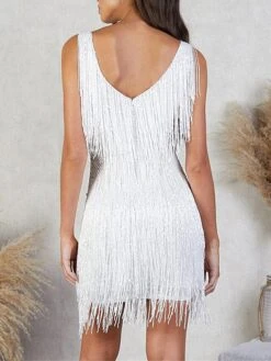 Women's Party Dress Fringe Dress Sequin Dress Black Dress Homecoming Mini Dress Silver Black White Sleeveless Pure Color Sparkly Glitter Winter V Neck Fashion 27 Women's Party Dress Fringe Dress Sequin Dress Black Dress Homecoming Mini Dress Silver Black White Sleeveless Pure Color Sparkly Glitter Winter V Neck Fashion -Tesla Style xjqfii1692080375234