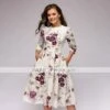 Women‘s A Line Dress Knee Length Dress Purple / Blue White Dark Blue Red 3/4 Length Sleeve Floral Print Print Fall Spring Round Neck Formal Vintage 2023 S M L XL XXL XXXL -Tesla Style xkoeuq1557719570255