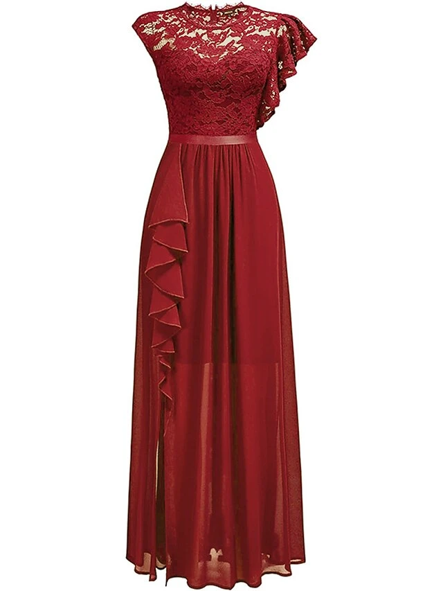 Women's Party Dress Lace Dress Homecoming Dress Long Dress Maxi Dress Pink Red Blue Short Sleeve Pure Color Lace Summer Spring Crew Neck Fashion Birthday Evening Party Wedding Guest Slim 2023 S M L XL 11 Women's Party Dress Lace Dress Homecoming Dress Long Dress Maxi Dress Pink Red Blue Short Sleeve Pure Color Lace Summer Spring Crew Neck Fashion Birthday Evening Party Wedding Guest Slim 2023 S M L XL - Image 9