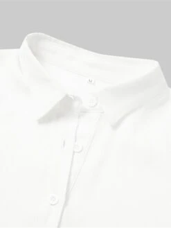 Women's Work Dress Satin Dress Swing Dress Fashion Midi Dress Ruffle Button Shirt Collar Long Sleeve Plain Loose Fit White Fall Winter S M L XL XXL -Tesla Style xkscin1693299602800