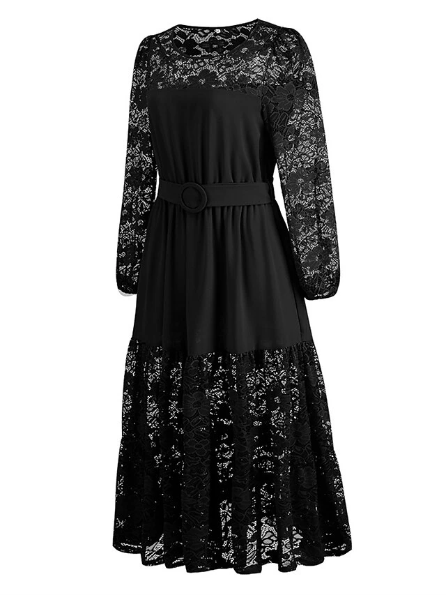 Women's Prom Dress Party Dress Lace Dress Long Dress Maxi Dress Black Pink Red Long Sleeve Pure Color Lace Spring Fall Winter Crew Neck Fashion Winter Dress Birthday Evening Party 2023 S M L XL XXL 22 Women's Prom Dress Party Dress Lace Dress Long Dress Maxi Dress Black Pink Red Long Sleeve Pure Color Lace Spring Fall Winter Crew Neck Fashion Winter Dress Birthday Evening Party 2023 S M L XL XXL - Image 20