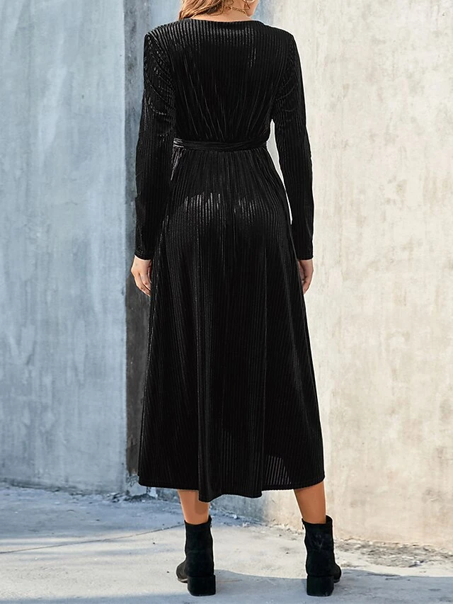 Women's Party Dress Velvet Dress Cocktail Dress Midi Dress Black Wine Brown Long Sleeve Pure Color Lace Up Spring Fall Winter V Neck Fashion Winter Dress Birthday Wedding Guest 2023 S M L XL XXL 3XL 14 Women's Party Dress Velvet Dress Cocktail Dress Midi Dress Black Wine Brown Long Sleeve Pure Color Lace Up Spring Fall Winter V Neck Fashion Winter Dress Birthday Wedding Guest 2023 S M L XL XXL 3XL - Image 12