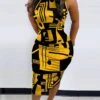 Women's Work Dress Sheath Dress Semi Formal Dress Fashion Midi Dress Print Crew Neck Sleeveless Geometric Plaid Regular Fit Yellow Red Brown Summer Spring S M L XL XXL 2 Women's Work Dress Sheath Dress Semi Formal Dress Fashion Midi Dress Print Crew Neck Sleeveless Geometric Plaid Regular Fit Yellow Red Brown Summer Spring S M L XL XXL -Tesla Style xmfbhc1678431530606