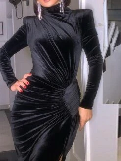 Women's Prom Dress Party Dress Velvet Dress Long Dress Maxi Dress Black Wine Dark Green Long Sleeve Pure Color Ruched Fall Winter Autumn Stand Collar Fashion Winter Dress Birthday Evening Party 2023 16 Women's Prom Dress Party Dress Velvet Dress Long Dress Maxi Dress Black Wine Dark Green Long Sleeve Pure Color Ruched Fall Winter Autumn Stand Collar Fashion Winter Dress Birthday Evening Party 2023 -Tesla Style xmxqlc1693886899862