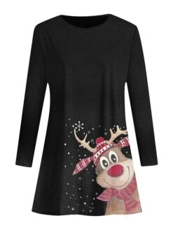 Women's Casual Dress Christmas Dress Sweatshirt Dress Snowflake Ugly Christmas Print Crew Neck Mini Dress Active Fashion Outdoor Christmas Long Sleeve Loose Fit Black Brown Khaki Fall Winter S M L XL -Tesla Style xnjrte1695888570587