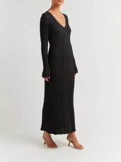 Women's Sweater Dress Winter Dress Jumper Dress Long Dress Maxi Dress Active Pure Color Outdoor Casual Holiday Vacation V Neck Long Sleeve 2023 Regular Fit Black White Apricot S M L XL XXL 3XL -Tesla Style xofnqh1696991846467