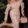 Women's Party Dress Lace Dress Wedding Guest Dress Midi Dress Pink Long Sleeve Pure Color Lace Spring Fall Winter Off Shoulder Fashion Wedding Guest Vacation Fall Dress 2023 S M L XL 1 Women's Party Dress Lace Dress Wedding Guest Dress Midi Dress Pink Long Sleeve Pure Color Lace Spring Fall Winter Off Shoulder Fashion Wedding Guest Vacation Fall Dress 2023 S M L XL -Tesla Style xorjkr1682331463387