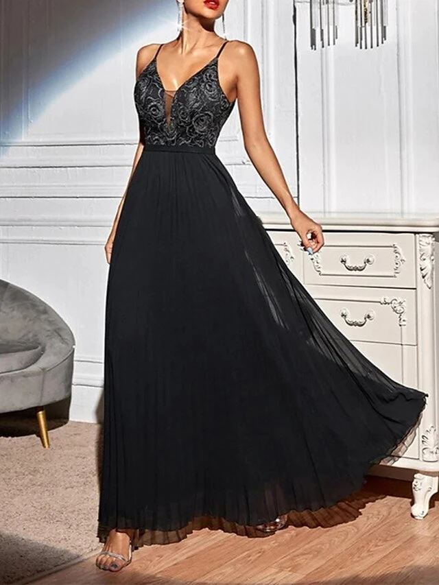 Women's Prom Dress Party Dress Lace Dress Long Dress Maxi Dress Black Sleeveless Flower Backless Summer Spring Spaghetti Strap Fashion Evening Party Fall Dress Summer Dress 2023 S M L XL 3 Women's Prom Dress Party Dress Lace Dress Long Dress Maxi Dress Black Sleeveless Flower Backless Summer Spring Spaghetti Strap Fashion Evening Party Fall Dress Summer Dress 2023 S M L XL