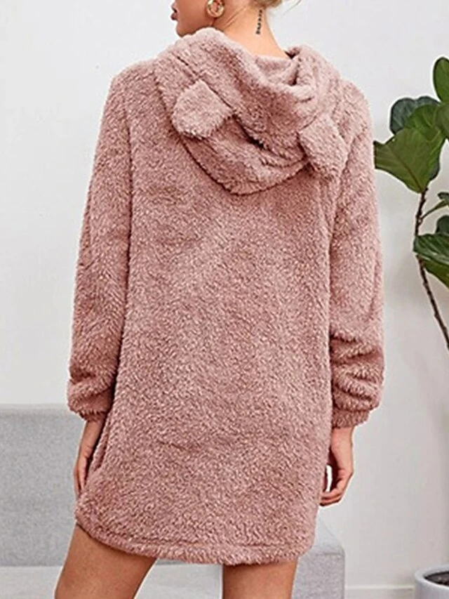 Women's Casual Dress Hoodie Dress Winter Dress Mini Dress Ruched Outdoor Street Daily Fashion Streetwear Hooded Long Sleeve 2023 Loose Fit Pink Khaki Gray Color S M L XL XXL Size 4 Women's Casual Dress Hoodie Dress Winter Dress Mini Dress Ruched Outdoor Street Daily Fashion Streetwear Hooded Long Sleeve 2023 Loose Fit Pink Khaki Gray Color S M L XL XXL Size - Image 2