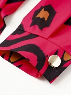 Women's Work Dress Semi Formal Dress A Line Dress Fashion Mini Dress Lace Up Button V Neck Long Sleeve Leopard Color Block Regular Fit Black White Red Fall S M L XL XXL -Tesla Style xrotaj1693300585284