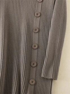 Women's Sweater Dress Jumper Dress Winter Dress Mini Dress Warm Plain Outdoor Daily Vacation Going Out Turtleneck Long Sleeve Button 2023 Slim Black Brown Khaki One Size -Tesla Style xrxrkf1697767801069