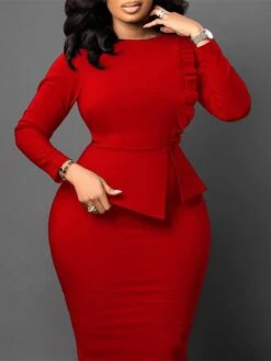 Women's Work Dress Sheath Dress Black Dress Fashion Midi Dress Ruched Split Crew Neck Long Sleeve Plain Regular Fit Black White Red Fall Winter S M L XL XXL 30 Women's Work Dress Sheath Dress Black Dress Fashion Midi Dress Ruched Split Crew Neck Long Sleeve Plain Regular Fit Black White Red Fall Winter S M L XL XXL -Tesla Style xszgkt1693206406729