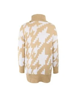 Women's Sweater Dress Winter Dress Jumper Dress Mini Dress Patchwork Ribbed Daily Date Vacation Active Fashion Turtleneck Long Sleeve 2023 Loose Fit Black Blue Khaki Color S M L XL Size -Tesla Style xtfskf1694087786410