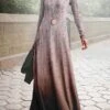 Women's Work Dress Casual Dress A Line Dress Fashion Winter Dress Daily Long Dress Maxi Dress Print Crew Neck Long Sleeve Floral Ombre Regular Fit Pink Blue Green Fall Winter S M L XL XXL